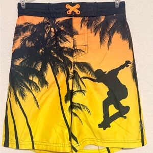Sunset Skateboard Print boy’s bathing suit